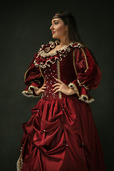 Image showing Medieval young woman in old-fashioned costume