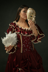 Image showing Medieval young woman in old-fashioned costume