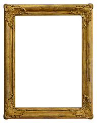 Image showing Wooden vintage rectangular gilded antique empty picture frame