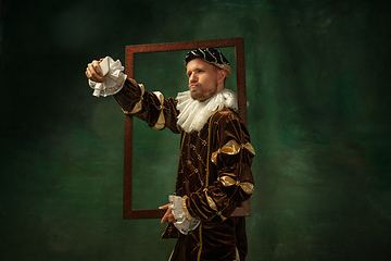 Image showing Medieval young man in old-fashioned costume