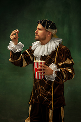 Image showing Medieval young man in old-fashioned costume