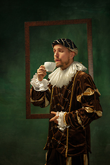 Image showing Medieval young man in old-fashioned costume