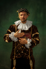 Image showing Medieval young man in old-fashioned costume