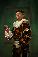 Image showing Medieval young man in old-fashioned costume