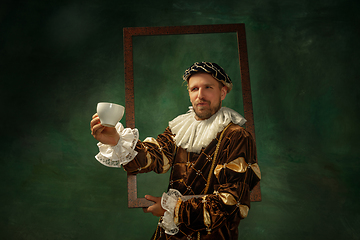 Image showing Medieval young man in old-fashioned costume