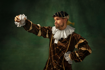 Image showing Medieval young man in old-fashioned costume