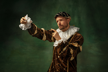 Image showing Medieval young man in old-fashioned costume