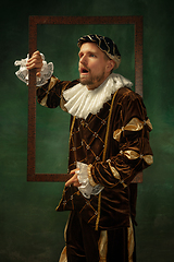 Image showing Medieval young man in old-fashioned costume