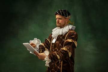 Image showing Medieval young man in old-fashioned costume