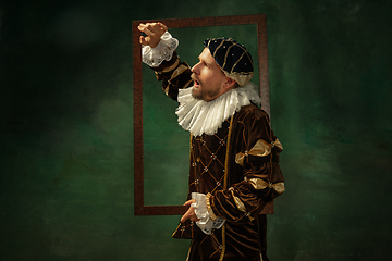 Image showing Medieval young man in old-fashioned costume