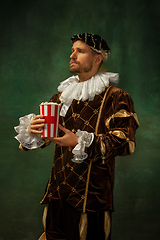 Image showing Medieval young man in old-fashioned costume