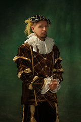 Image showing Medieval young man in old-fashioned costume