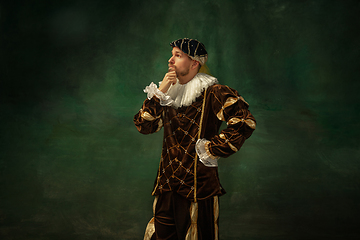 Image showing Medieval young man in old-fashioned costume