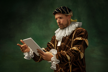 Image showing Medieval young man in old-fashioned costume