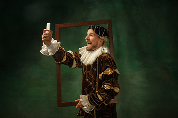 Image showing Medieval young man in old-fashioned costume