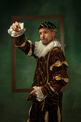 Image showing Medieval young man in old-fashioned costume