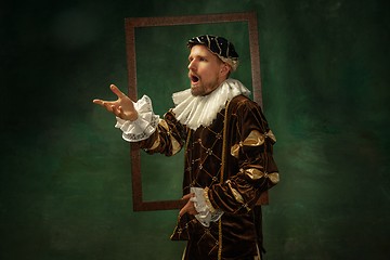 Image showing Medieval young man in old-fashioned costume