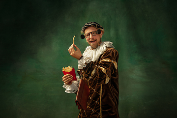 Image showing Medieval young man in old-fashioned costume