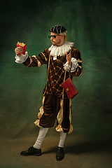 Image showing Medieval young man in old-fashioned costume