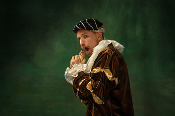 Image showing Medieval young man in old-fashioned costume