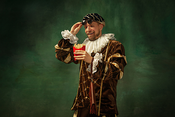 Image showing Medieval young man in old-fashioned costume