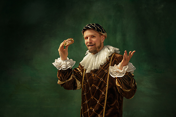 Image showing Medieval young man in old-fashioned costume