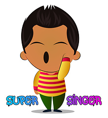 Image showing Boy is singing, illustration, vector on white background.