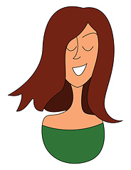 Image showing Long hair brunette girl illustration vector on white background 