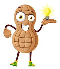 Image showing Peanut having idea, illustration, vector on white background.