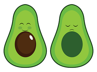 Image showing Two halves of an avocado 