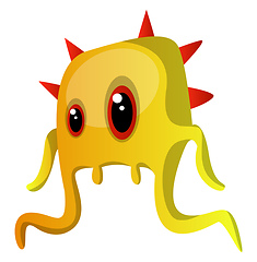 Image showing Yellow monster with four red horns illustration vector on white 