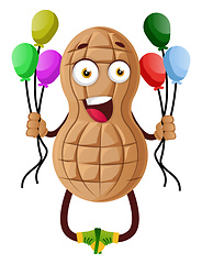 Image showing Peanut with balloons, illustration, vector on white background.