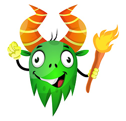 Image showing Monster with torch, illustration, vector on white background.