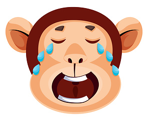 Image showing Monkey is crying, illustration, vector on white background.