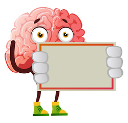 Image showing Brain is holding a piece of paper, illustration, vector on white