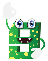 Image showing Green monster number nine shape illustration vector on white bac