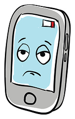 Image showing Sad mobile phone illustration vector on white background 