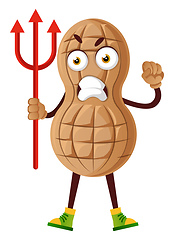 Image showing Peanut holding demonic spear, illustration, vector on white back