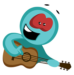 Image showing Green character serenading to his girl illustration vector on wh