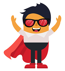 Image showing Man with cape and glasses, illustration, vector on white backgro