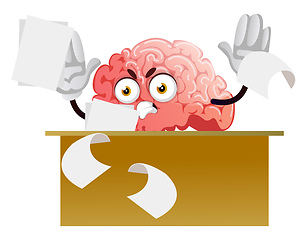 Image showing Brain is frustrated at work, illustration, vector on white backg