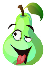 Image showing Cartoon pear with tongue out illustration vector on white backgr