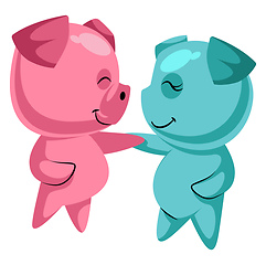 Image showing Couple of cute pigs in love illustration vector on white backgro