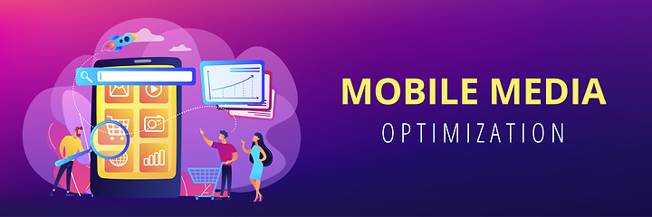 Image showing Mobile media optimization concept banner header.