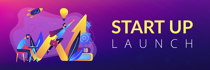 Image showing Start up launch concept banner header.