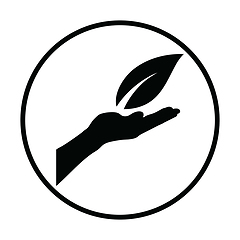 Image showing Hand holding leaf icon