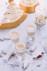 Image showing Small coconut liquor or eggnog for Christmas