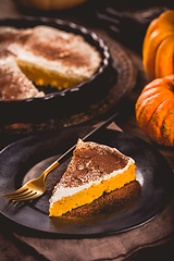 Image showing Homemade pumpkin pie with icing for Thanksgiving