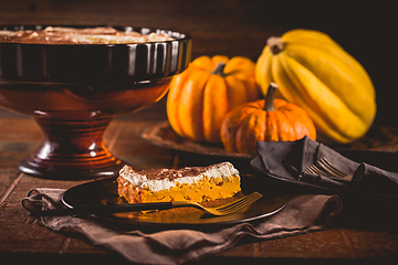 Image showing Homemade pumpkin pie with icing for Thanksgiving