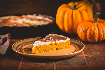 Image showing Homemade pumpkin pie with icing for Thanksgiving